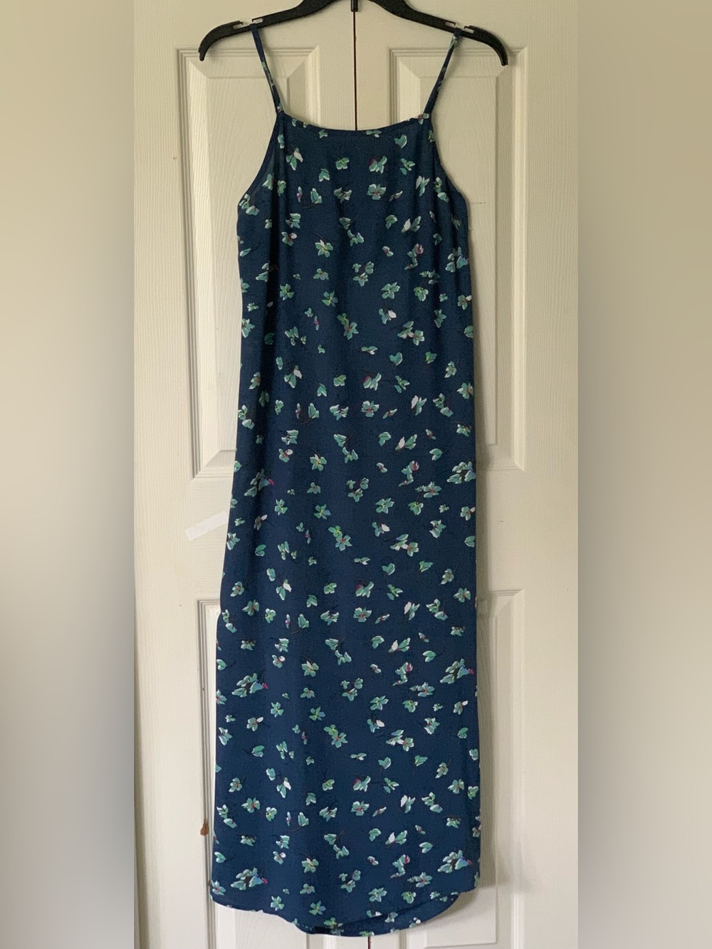 O'Neill Maxi Slip Dress Navy floral with back cutout & Side Slits Small